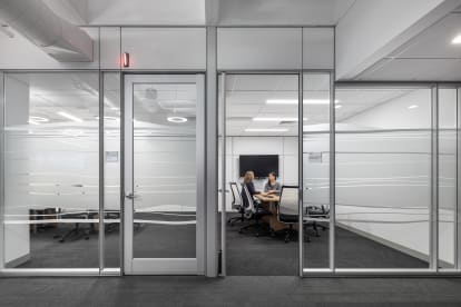 Federal office building meeting rooms with raised floor system and modular wall systems