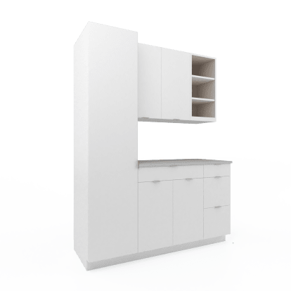 Modular Casework configuration with office storage and shelving cabinets