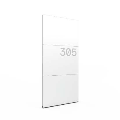 Image of a modular solid wall with a graphic wall panel.