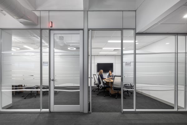 Federal office building meeting rooms with raised floor system and modular wall systems