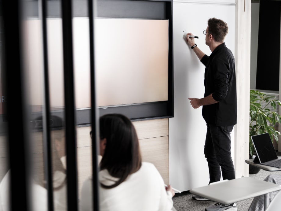 Image of a vertical writable wall surface in use