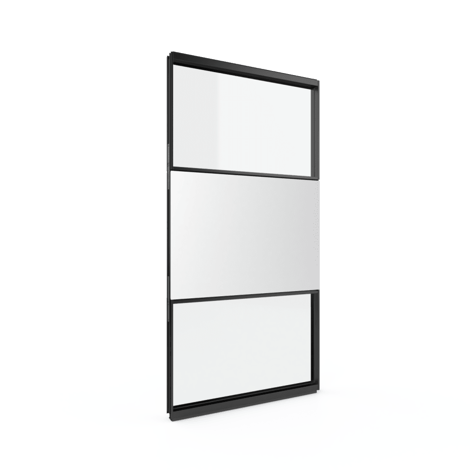 Modular Wall System made up of solid wall and glass wall components