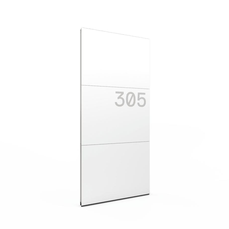 Image of a modular solid wall with a graphic wall panel.