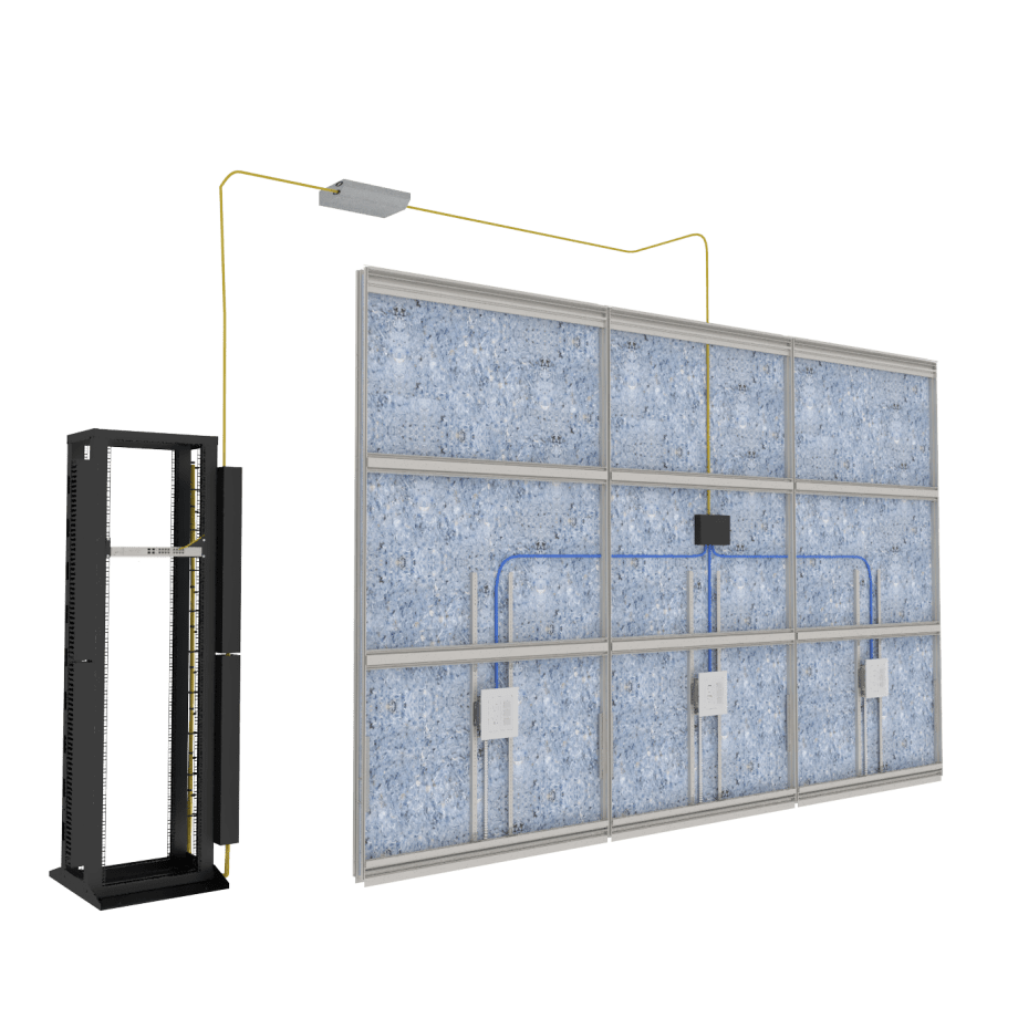 Fiber Optic Network shown integrated within a wall