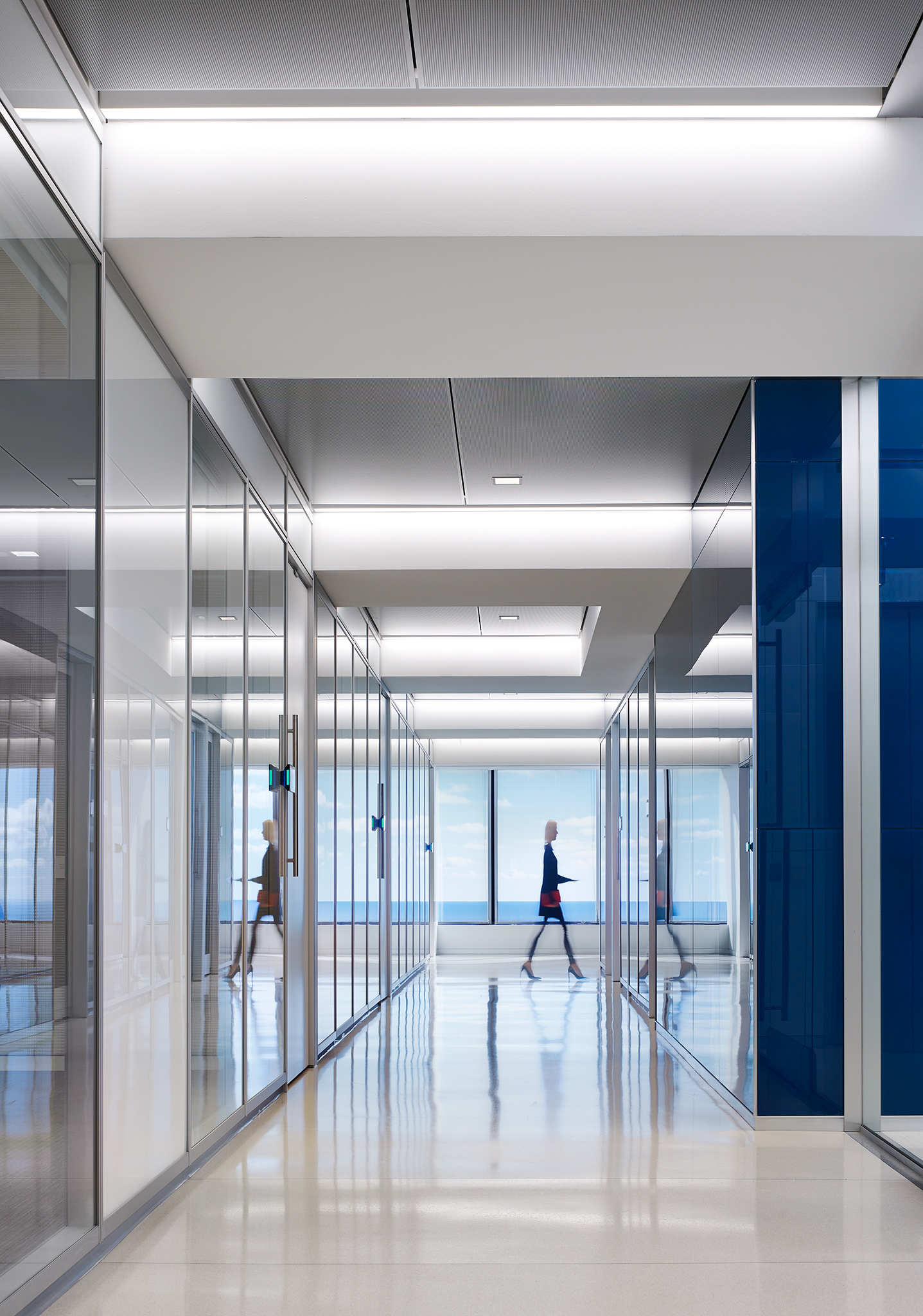 Image of an office space built utilizing modular double pane glass wall systems