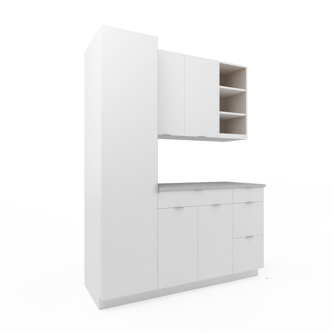 Modular Casework configuration with office storage and shelving cabinets