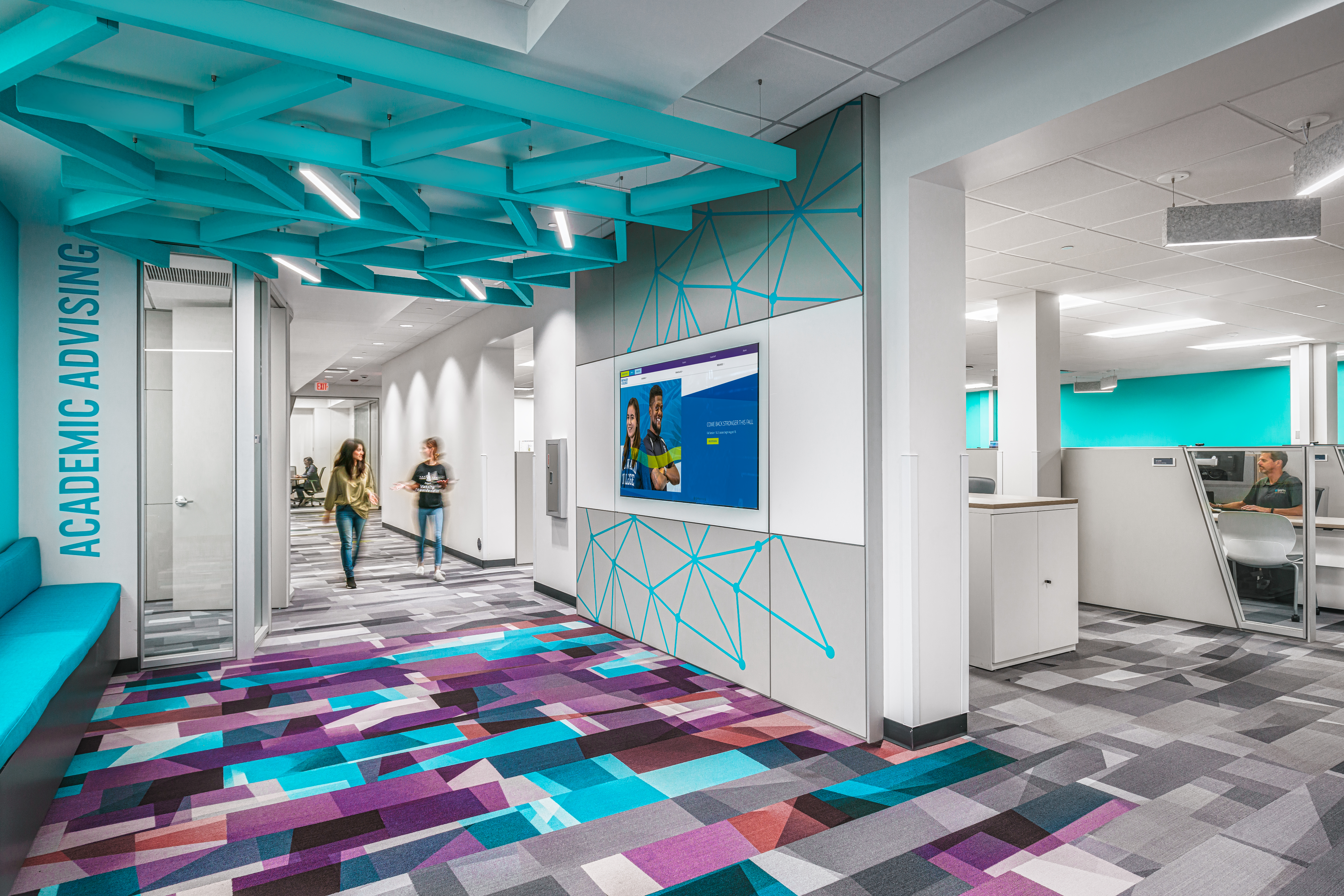 Image of custom graphic wall panel graphics with corporate messaging applied