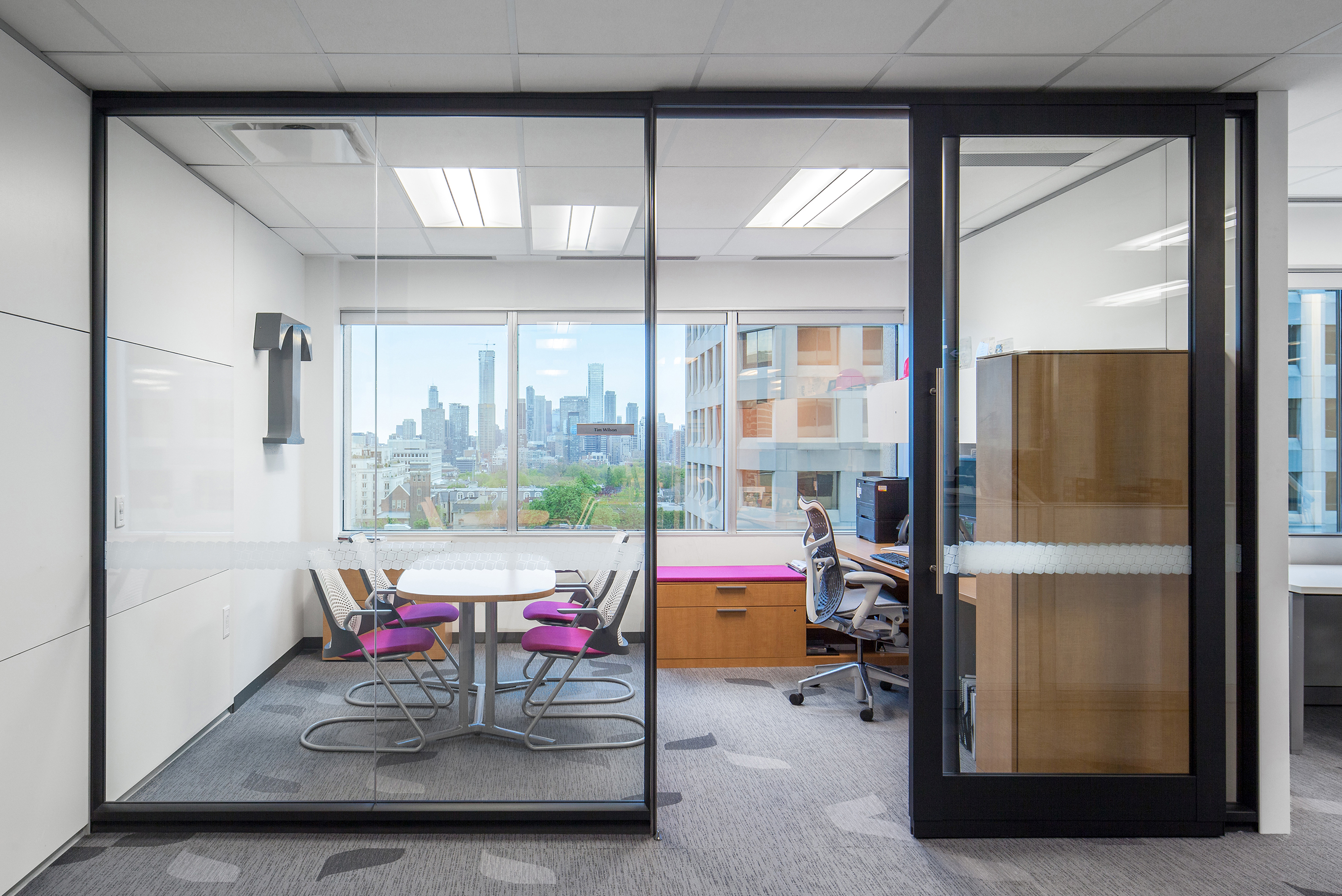 Image of an interior sliding door in a private office setting