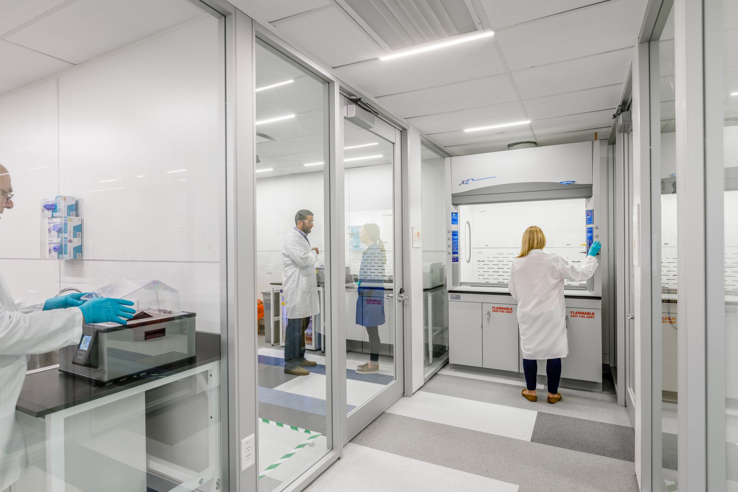 Healthcare environment utilizing pivot interior doors.