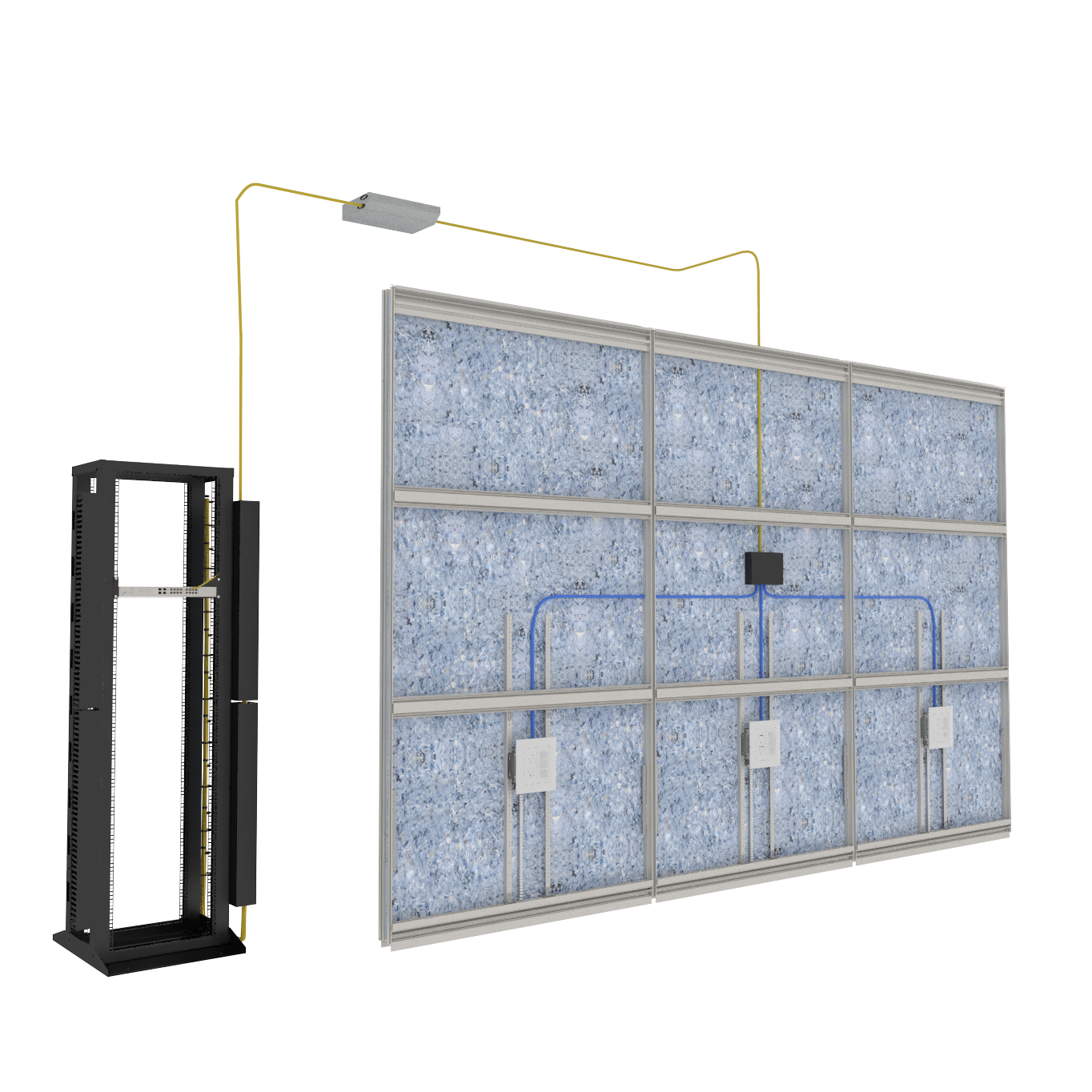 Fiber Optic Network shown integrated within a wall